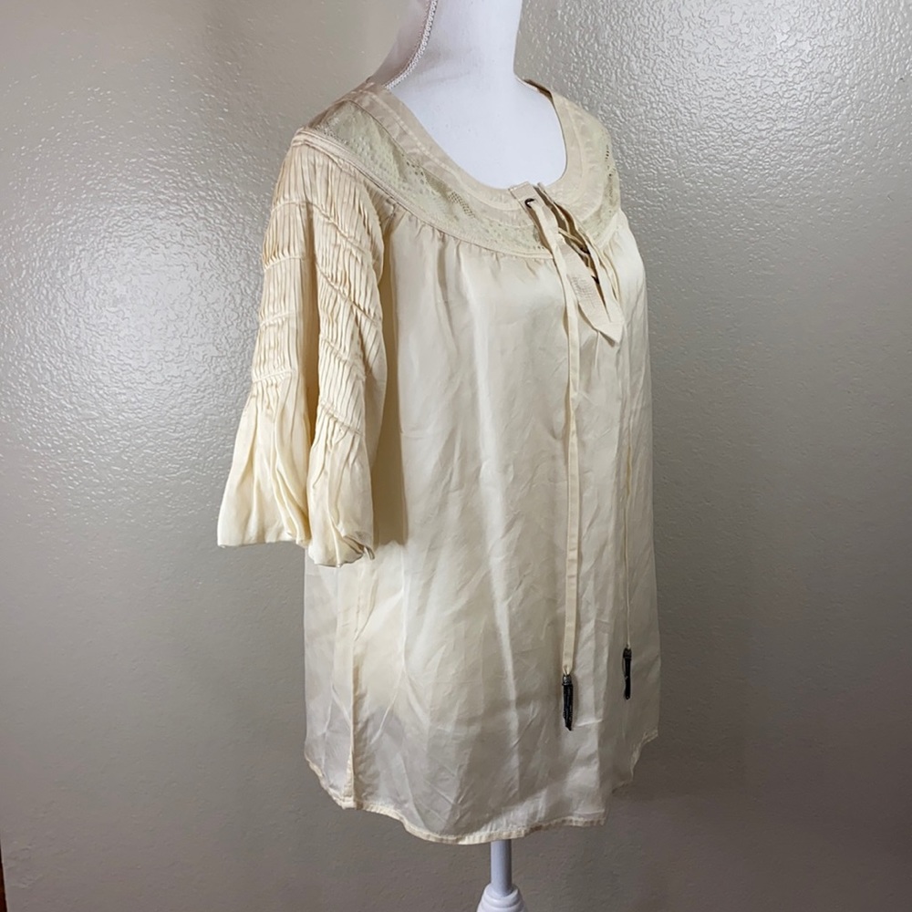 Sundance Cream Lace Up Tunic - Medium